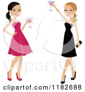 Poster, Art Print Of Two Beautiful Women Toasting In Formal Gowns