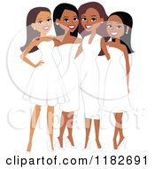 Poster, Art Print Of Happy Diverse Ladies In White Formal Dresses