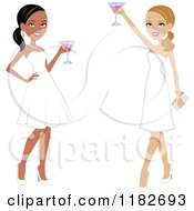 Poster, Art Print Of Two Beautiful Women Toasting In White Formal Gowns
