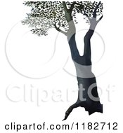 Clipart Of A Dark Deciduous Tree Royalty Free Vector Illustration