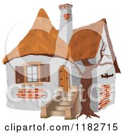 Poster, Art Print Of Creepy Cottage With A Bat And Spider Web