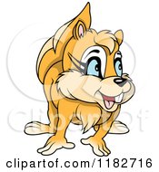 Cartoon Of A Hapy Squirrel Looking To The Side Royalty Free Vector Clipart by dero