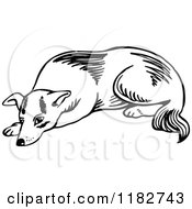 Clipart Of A Black And White Resting Dog Royalty Free Vector Illustration