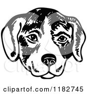 Clipart Of A Black And White Dog Face Royalty Free Vector Illustration