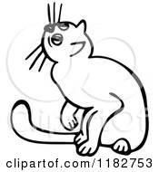 Clipart Of A Black And White Curious Cat Royalty Free Vector Illustration