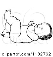 Clipart Of A Black And White Baby On Its Back Royalty Free Vector Illustration