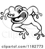 Clipart Of A Black And White Jumping Frog Royalty Free Vector Illustration by Prawny