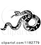 Clipart Of A Black And White Aggressive Snake Royalty Free Vector Illustration