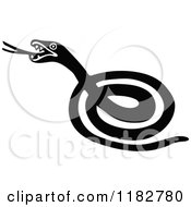 Clipart Of A Black And White Aggressive Snake 2 Royalty Free Vector Illustration