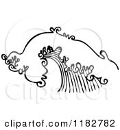 Clipart Of A Black And White Ocean Wave Royalty Free Vector Illustration