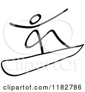 Clipart Of A Black And White Stick Drawing Of A Person Snowboarding Royalty Free Vector Illustration