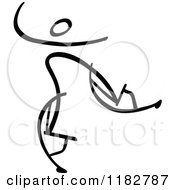 Clipart Of A Black And White Stick Drawing Of A Person Powerbocking Royalty Free Vector Illustration