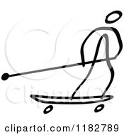 Poster, Art Print Of Black And White Stick Drawing Of A Person Land Paddling