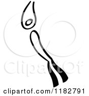 Clipart Of A Black And White Stick Drawing Of A Free Diver 2 Royalty Free Vector Illustration by Zooco