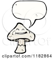 Cartoon Of A Mushroom With A Conversation Bubble Royalty Free Vector Illustration