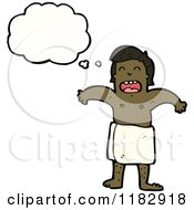 Cartoon Of A Black Man In A Bath Towel Thinking Royalty Free Vector Illustration