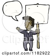 Cartoon Of An African American Man Speaking And Holding A Sign Royalty Free Vector Illustration