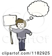 Poster, Art Print Of Man Thinking And Holding A Sign