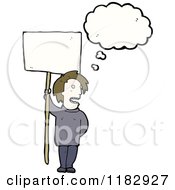 Poster, Art Print Of Man Thinking And Holding A Sign