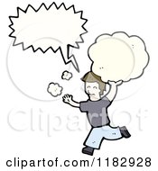 Cartoon Of A Man Thinking And Speaking Holding A Sign Royalty Free Vector Illustration