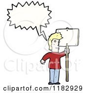 Cartoon Of A Man Speaking And Holding A Sign Royalty Free Vector Illustration