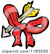 Cartoon Of A Ribbon Tied In A Bow With An Arrow Royalty Free Vector Illustration