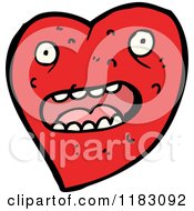 Cartoon Of A Red Heart With A Face Royalty Free Vector Illustration
