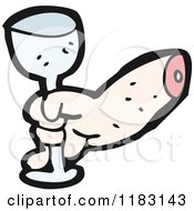 Cartoon Of A Dismembered Arm Holding A Wine Glass Royalty Free Vector Illustration by lineartestpilot