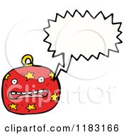 Cartoon Of A Christmas Ornament Speaking Royalty Free Vector Illustration
