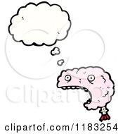 Cartoon Of A Screaming Brain Thinking Royalty Free Vector Illustration