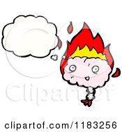 Cartoon Of A Flaming Brain Thinking Royalty Free Vector Illustration