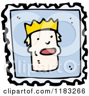 Cartoon Of A King On A Postage Stamp Royalty Free Vector Illustration by lineartestpilot