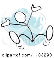 Cartoon Of A Happy Stickler Jumping Over Blue Royalty Free Vector Clipart