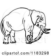 Clipart Of A Black And White Elephant Royalty Free Vector Illustration