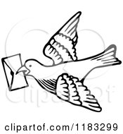 Poster, Art Print Of Black And White Messenger Dove With A Letter