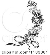 Poster, Art Print Of Black And White Rose Sprig And Bow