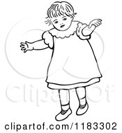 Clipart Of A Black And White Toddler Girl Walking Royalty Free Vector Illustration
