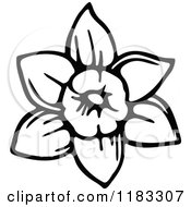 Clipart Of A Black And White Daffodil Flower Royalty Free Vector Illustration