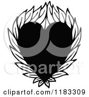 Poster, Art Print Of Black And White Heart With Leaves