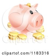 Pink Piggy Bank And Gold Coins
