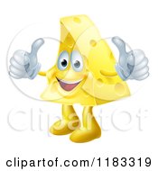 Cartoon Of A Pleased Cheese Mascot Holding Two Thumbs Up Royalty Free Vector Clipart by AtStockIllustration