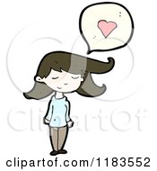 Cartoon Of A Woman Thinking About Love Royalty Free Vector Illustration