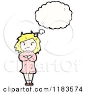 Cartoon Of An Angey Woman Thinking Royalty Free Vector Illustration by lineartestpilot