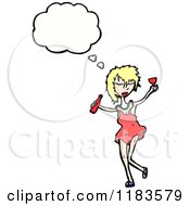 Cartoon Of A Woman Drinking And Thinking Royalty Free Vector Illustration