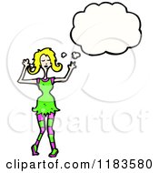 Cartoon Of A Woman Dancing And Thinking Royalty Free Vector Illustration