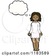 Cartoon Of An African American Woman Thinking Royalty Free Vector Illustration