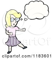 Cartoon Of A Woman Wearing Glasses And Thinking Royalty Free Vector Illustration