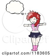 Cartoon Of A Punk Woman Thinking Royalty Free Vector Illustration by lineartestpilot