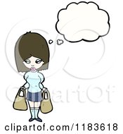 Poster, Art Print Of Woman Holding Two Bags Thinking