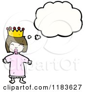 Cartoon Of A Queen Thinking Royalty Free Vector Illustration by lineartestpilot